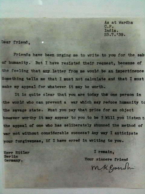 gandhi - hitler letter