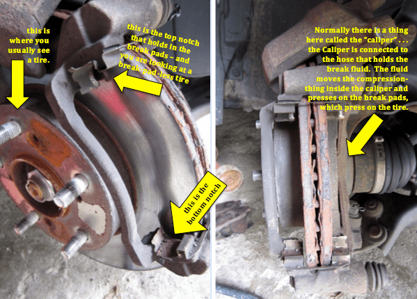 Caliper Off, old break pads off