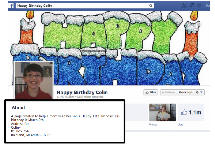 Colin's Facebook Page
