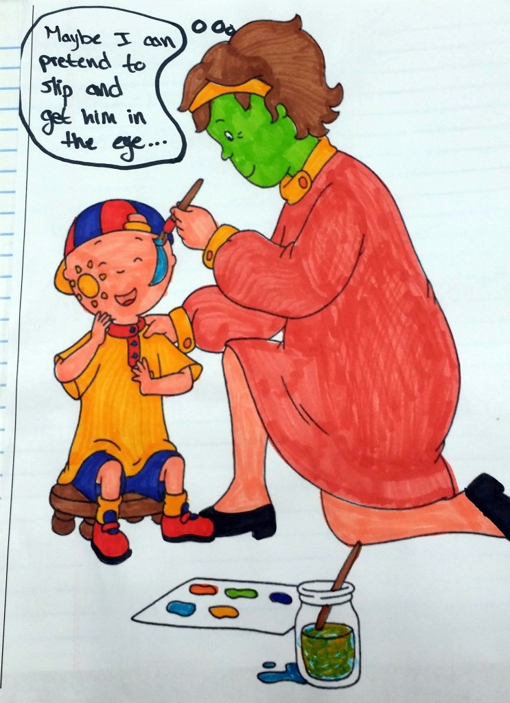 She's green because he makes her physically ill. 