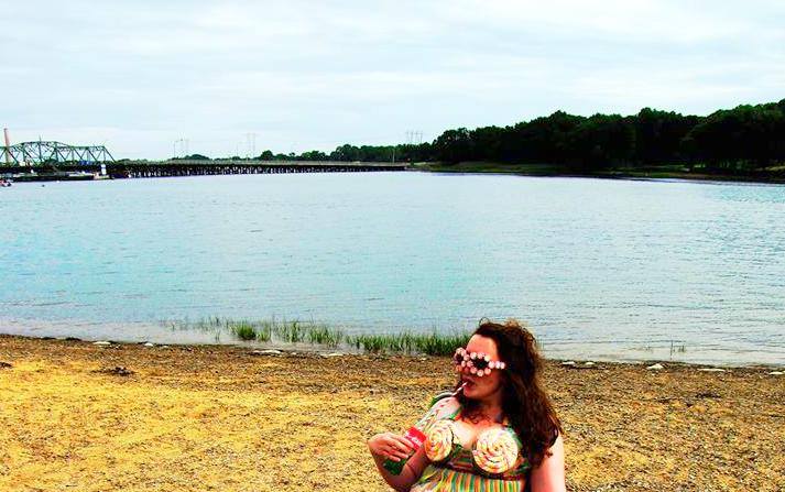 on the beach in candy